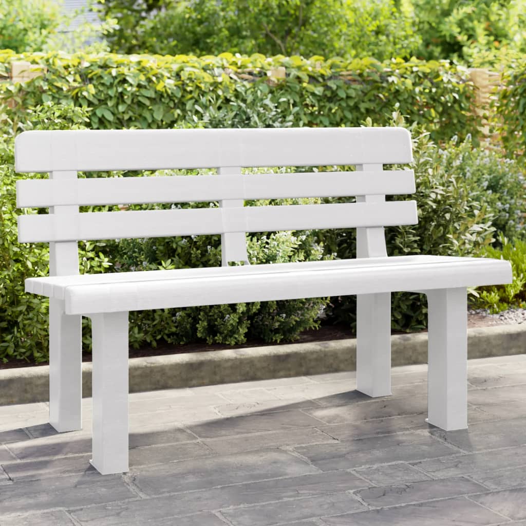 Garden bench, white, 110x52x71cm, polypropylene
