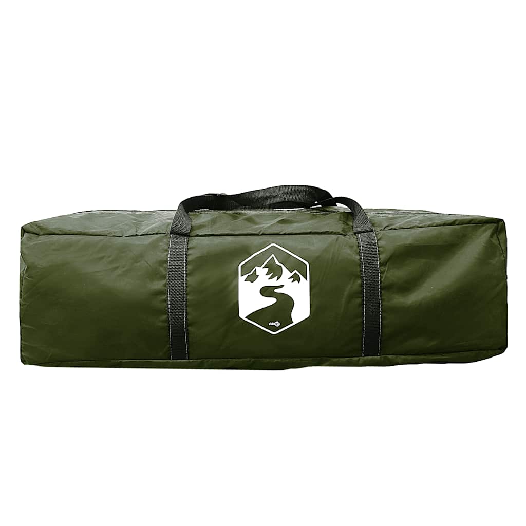 Camping tent, green, four-person, tunnel-shaped