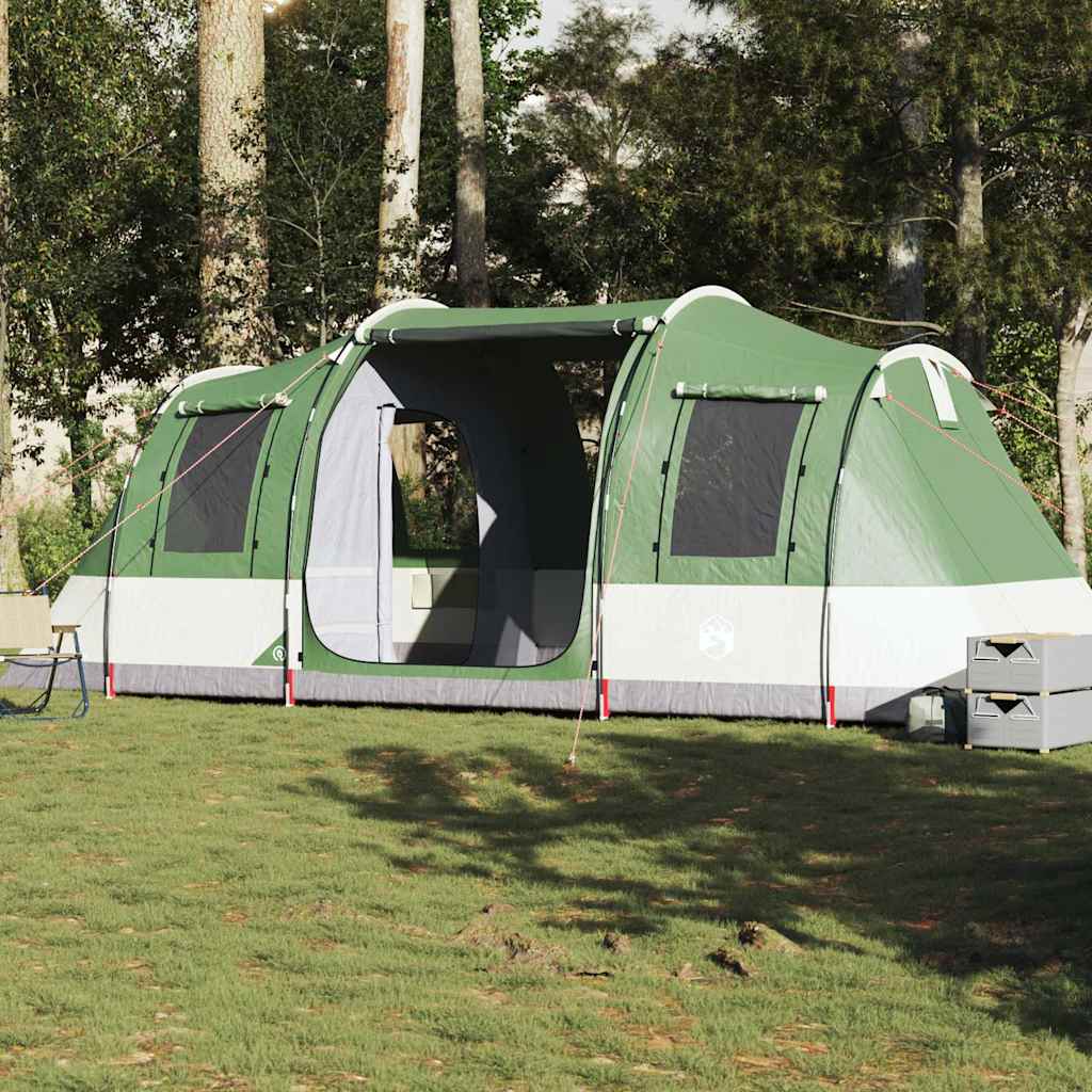 Camping tent, green, four-person, tunnel-shaped