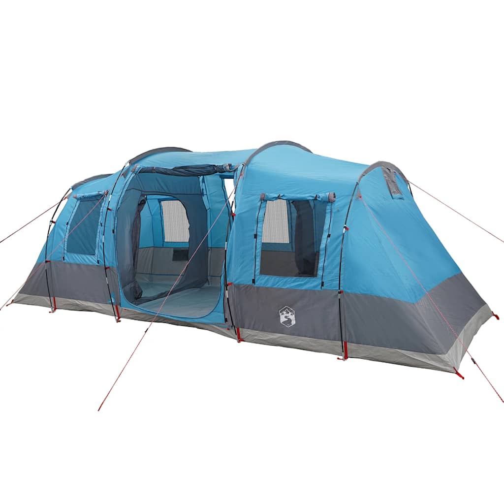 Camping tent, blue, four-person, tunnel