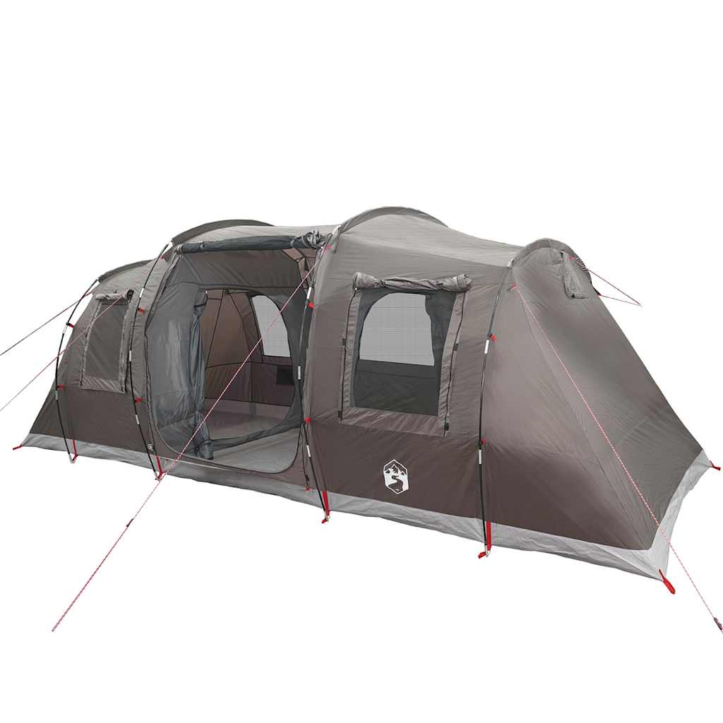 Family tent, brown, six-person, tunnel, waterproof