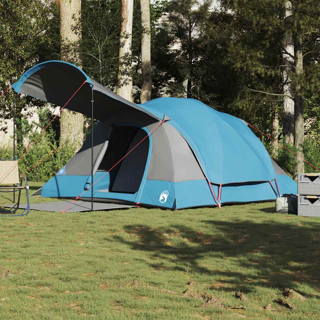 Family tent, blue, eight-person, tunnel