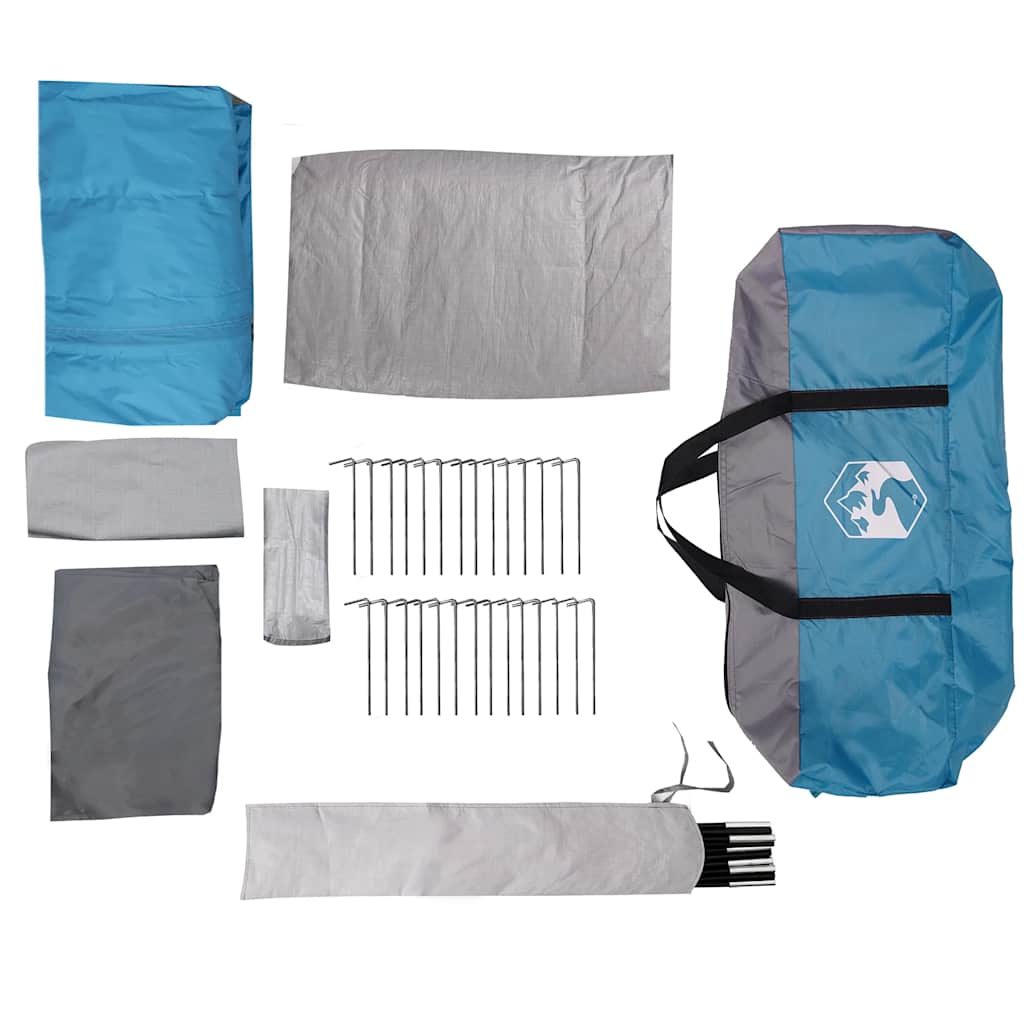 Family tent, blue, eight-person, tunnel