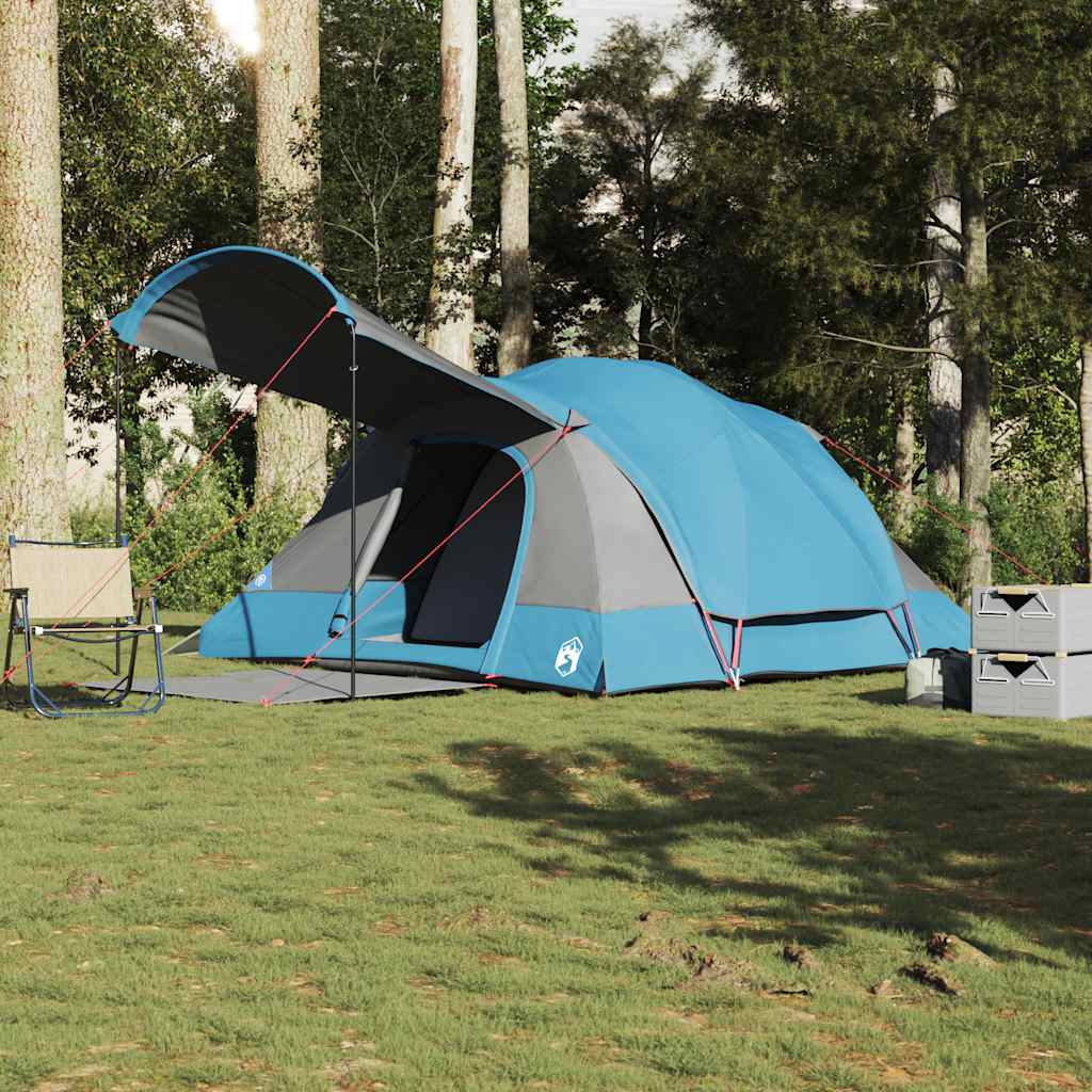 Family tent, blue, eight-person, tunnel