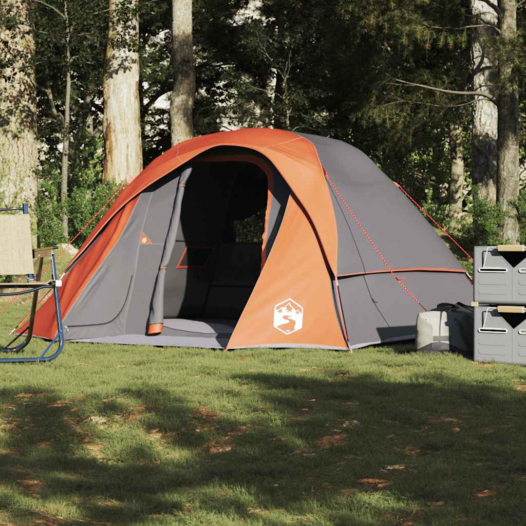 Camping tent, grey/orange, four-person