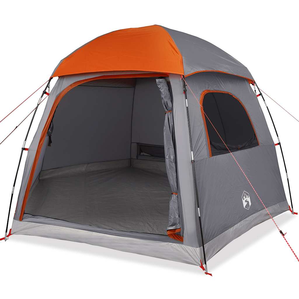 Ģimenes telts, pelēka/oranža, sešvietīga, ūdensnecaurlaidīga