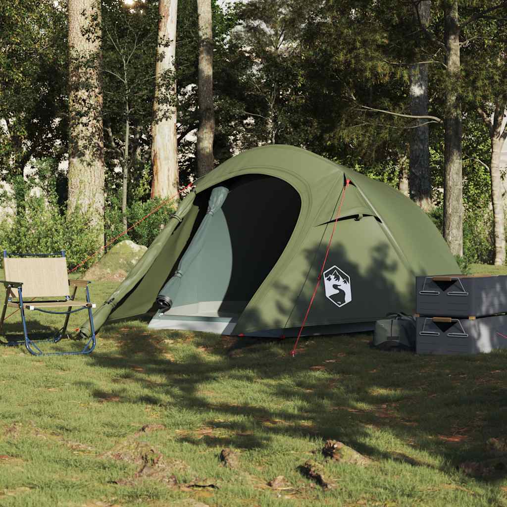 Camping tent, green, two-person, tunnel