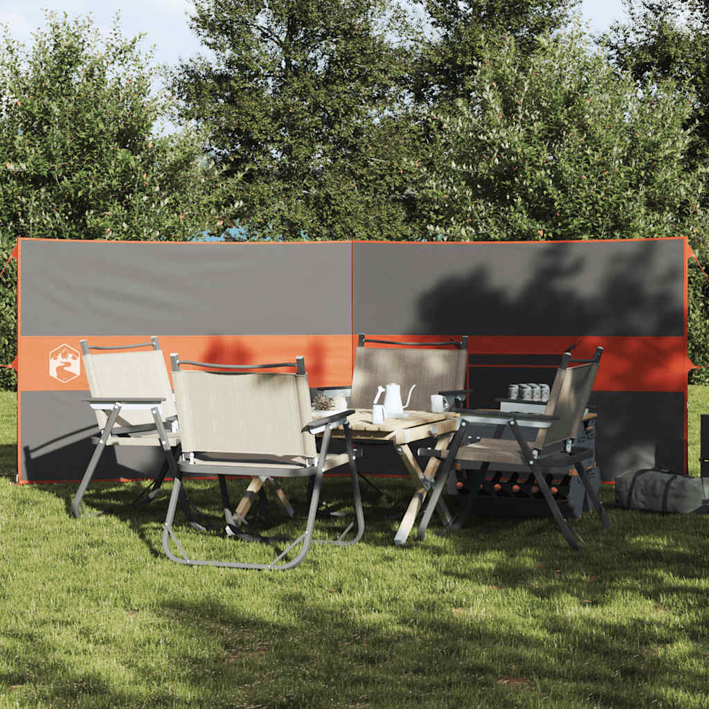 Stovyklavimo uždanga nuo vėjo, pilka ir oranžinė, 344x120 cm