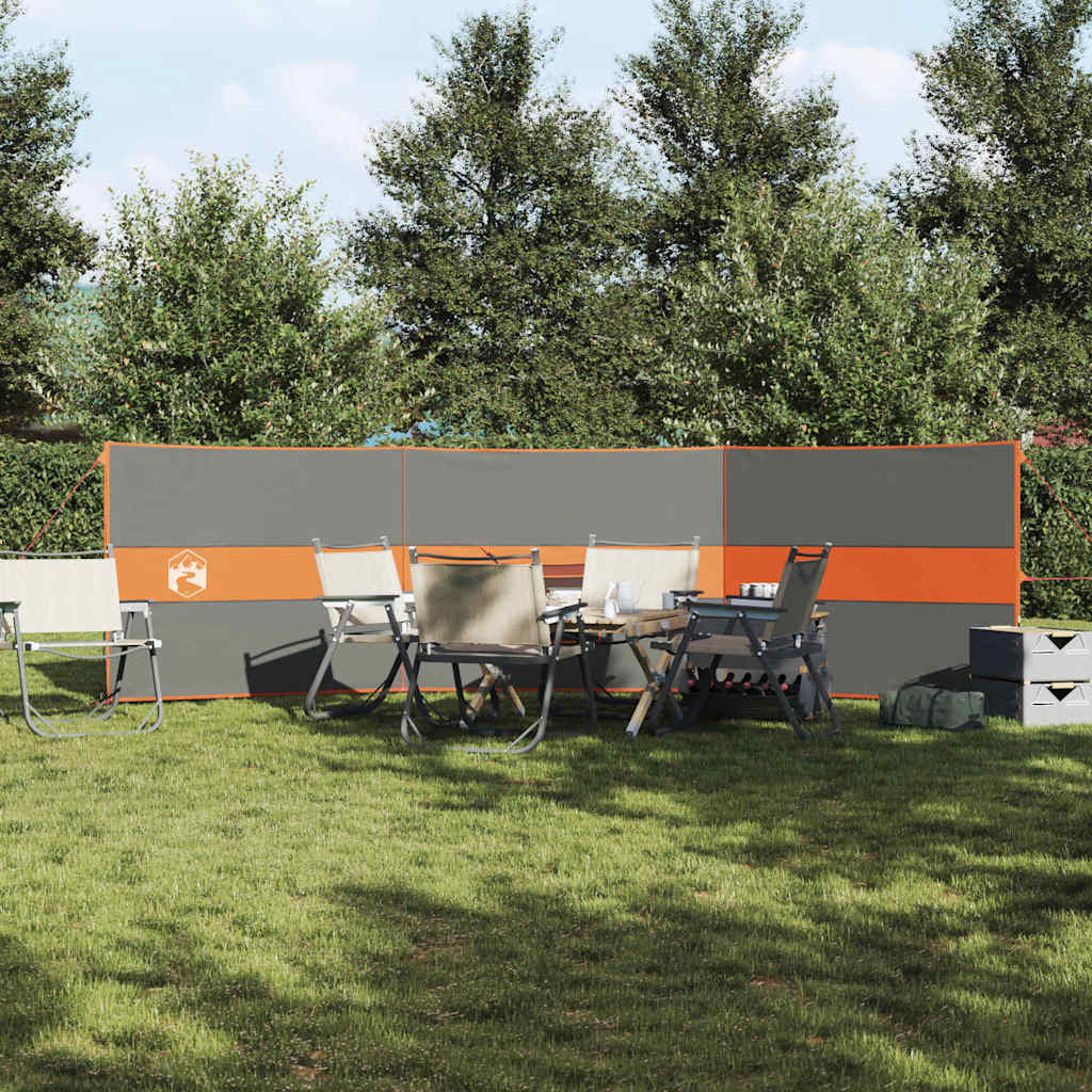 Camping windbreak, grey and orange, 490x123 cm