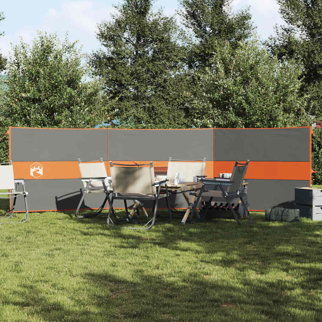 Camping windbreak, grey and orange, 490x123 cm