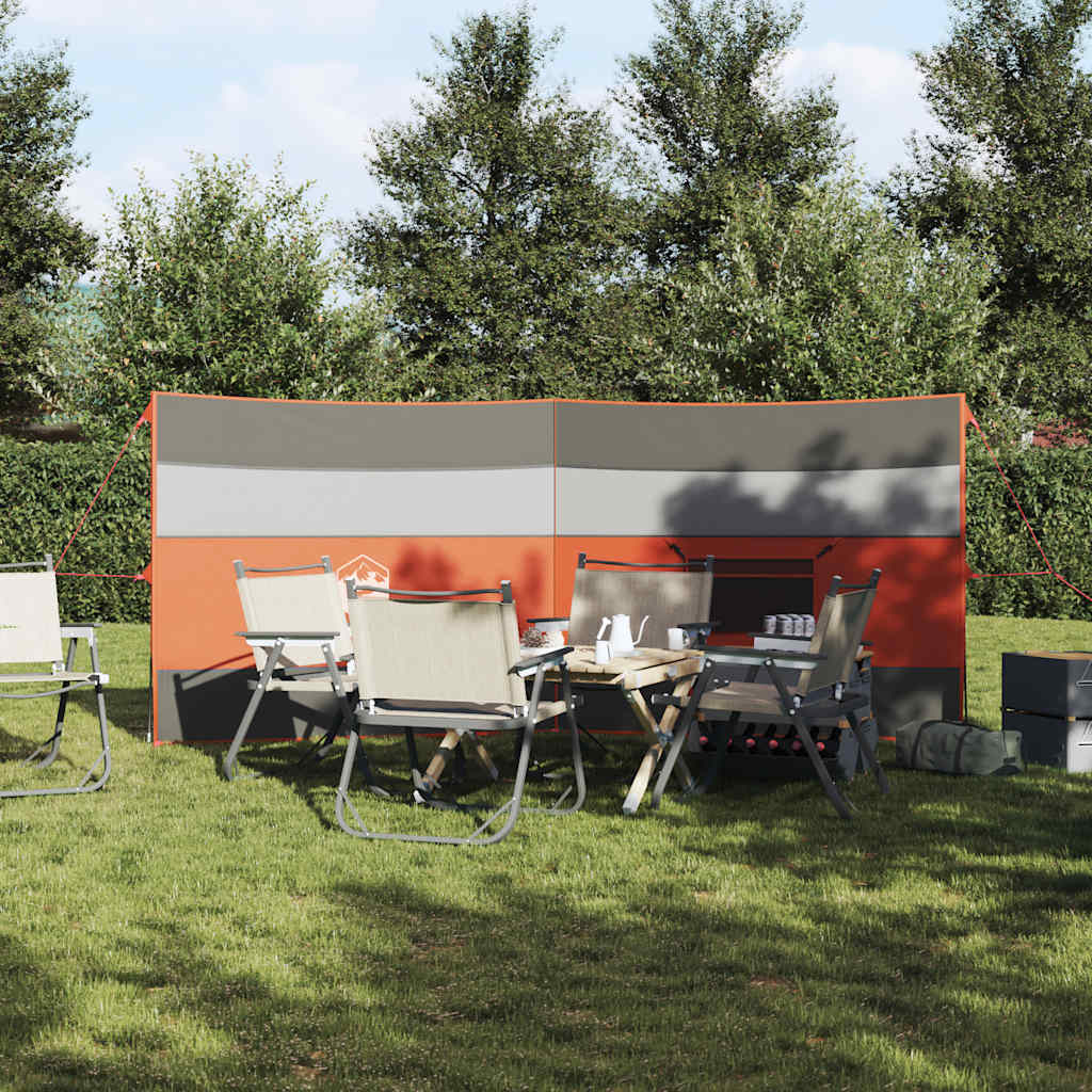 Camping windbreak, grey and orange, 340x130 cm