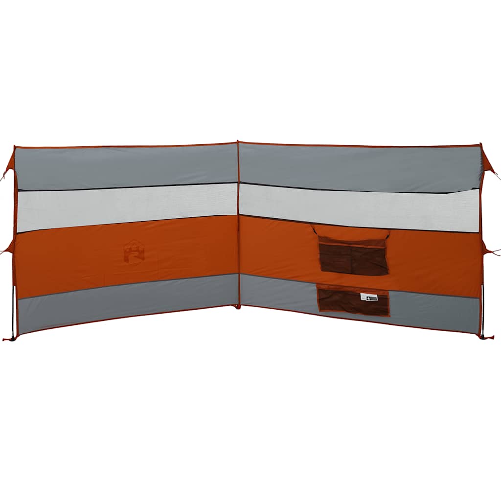 Camping windbreak, grey and orange, 340x130 cm