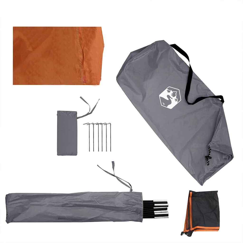 Camping windbreak, grey and orange, 340x130 cm