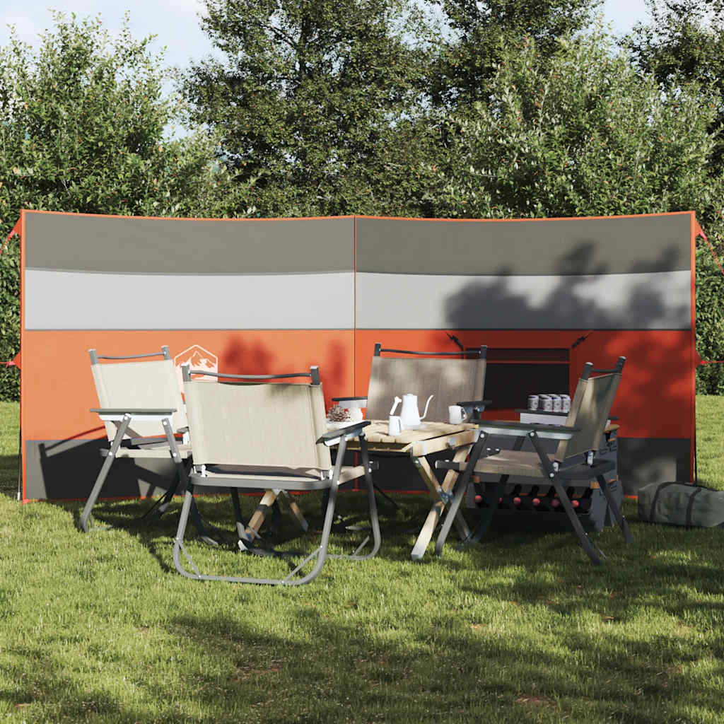 Camping windbreak, grey and orange, 340x130 cm