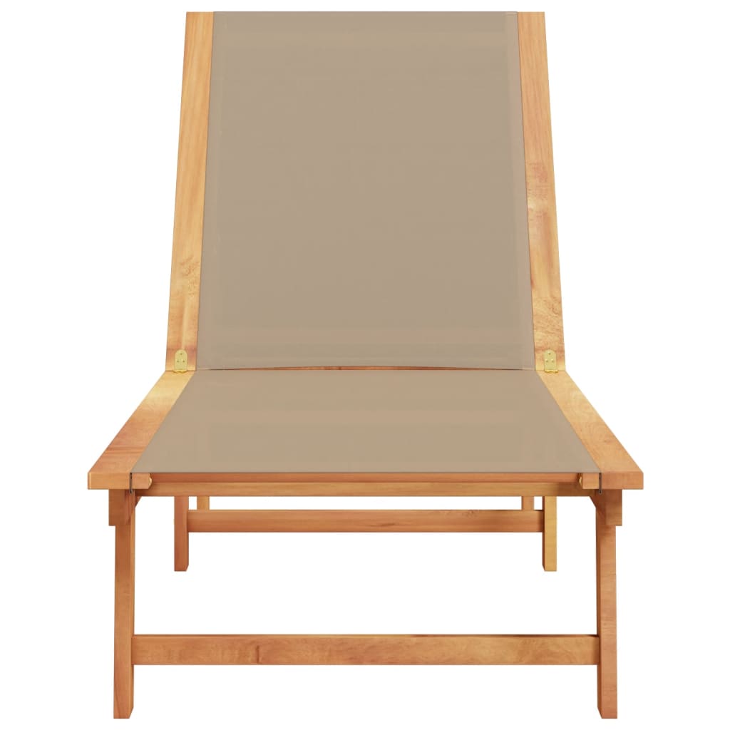 Sun lounger, taupe, acacia wood and textilene
