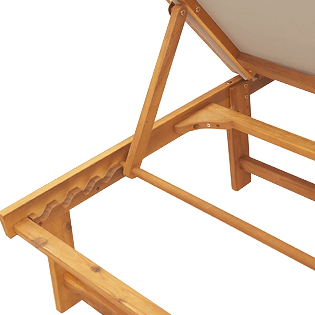 Sun lounger, taupe, acacia wood and textilene
