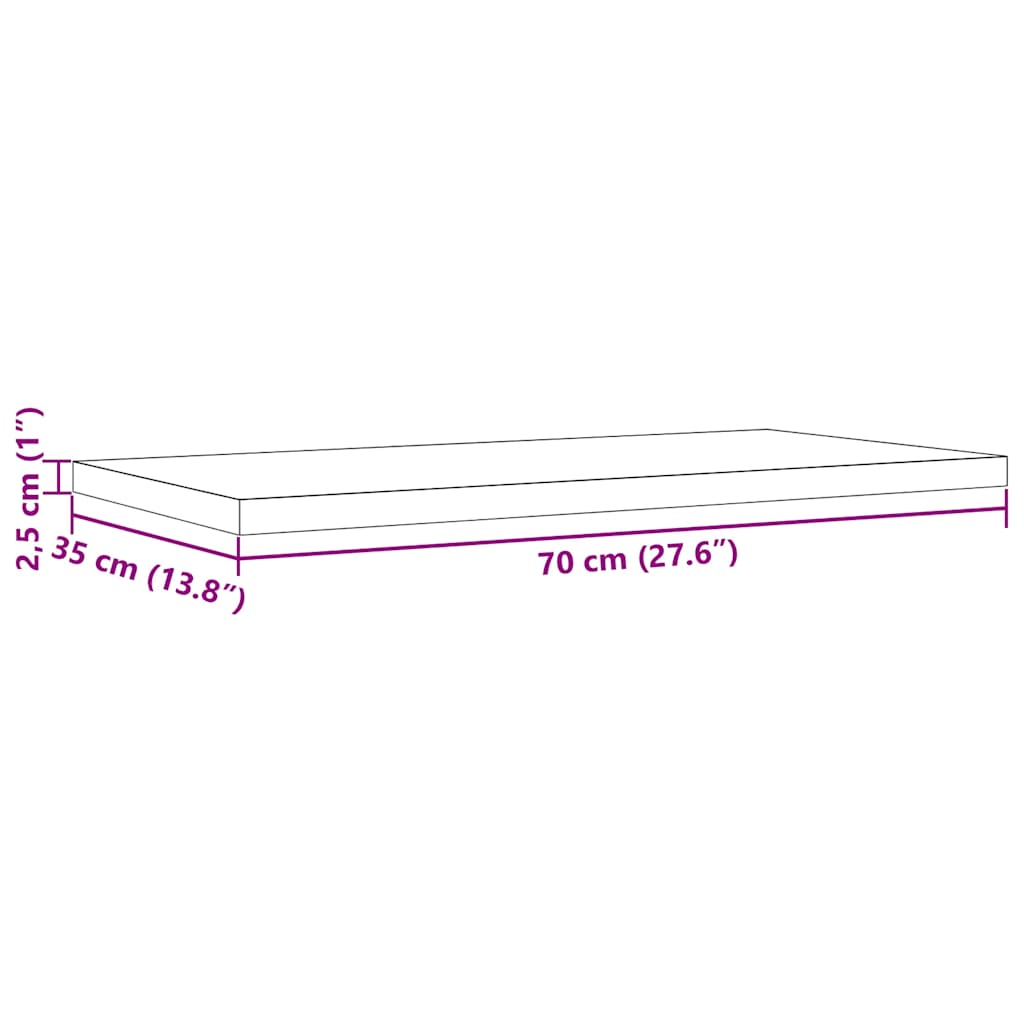 Tabletops, 2 pcs, 70x35x2.5cm, solid pine, rectangular
