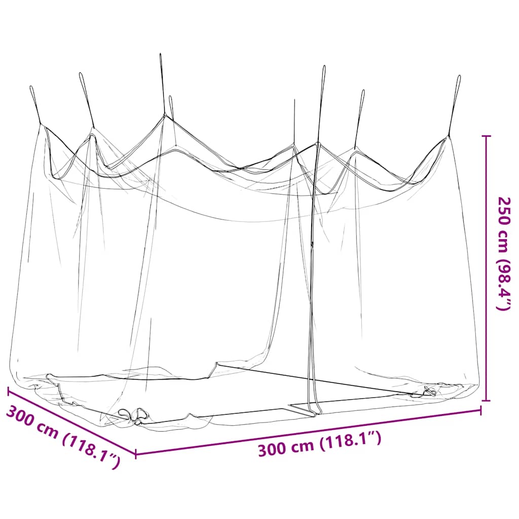 Lauko tinklelis nuo uodų, 220 tinklo, juodas, 300x300x250 cm