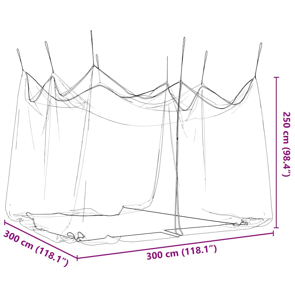 Lauko tinklelis nuo uodų, 220 tinklo, baltas, 300x300x250 cm