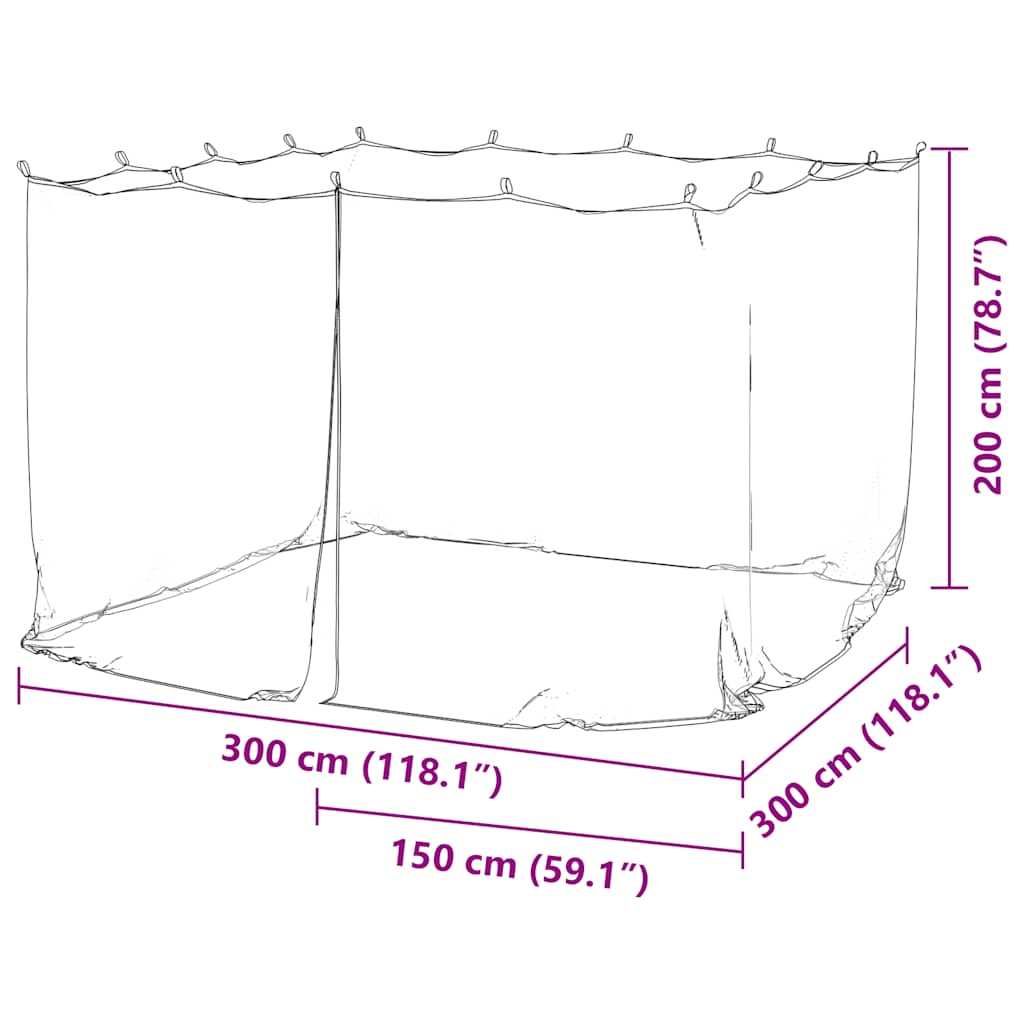 Lauko tinklelis nuo uodų, 220 tinklo, juodas, 300x300x200 cm