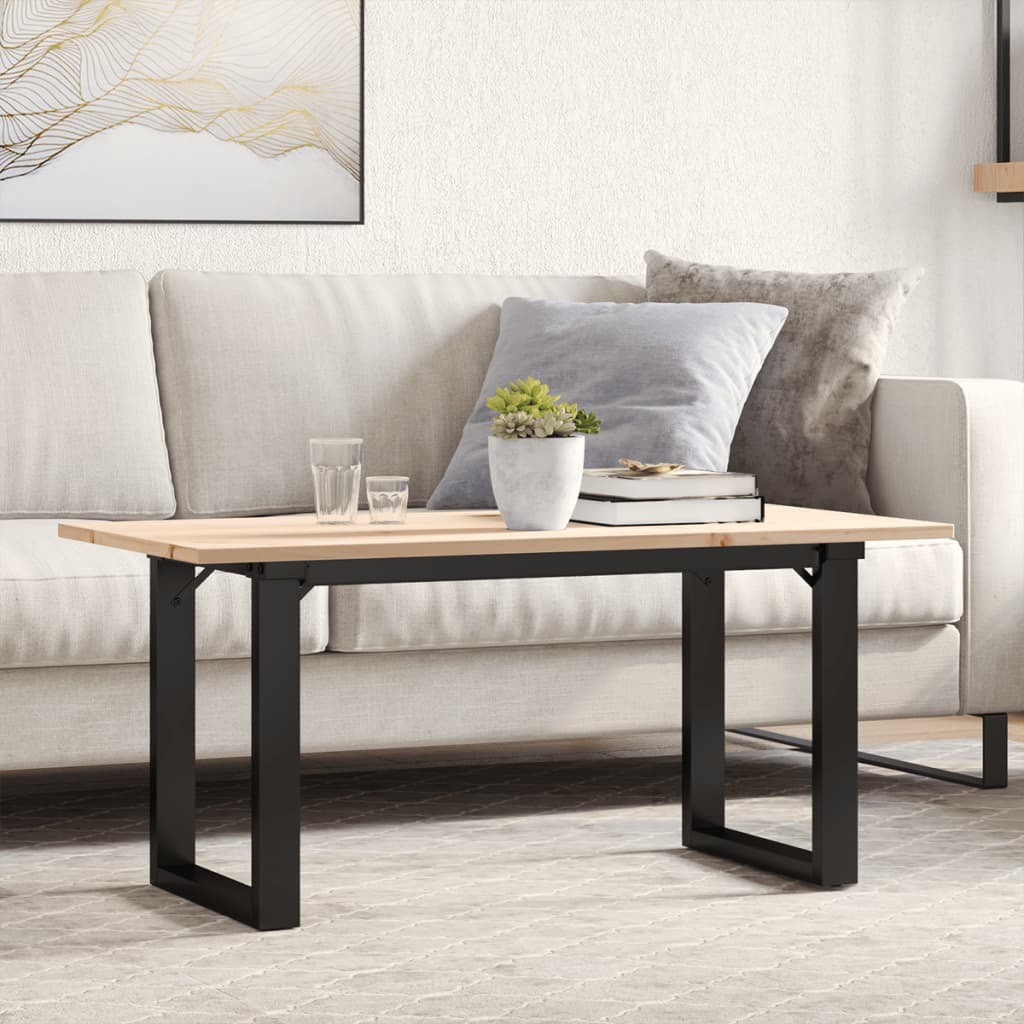Coffee table, 100x50x45cm, pine and steel, O-frame