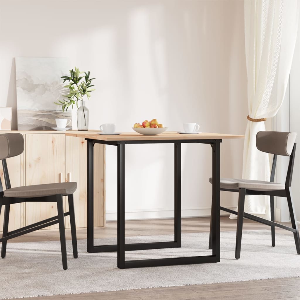 Dining table, 80x80x75cm, pine and steel, O-shaped frame
