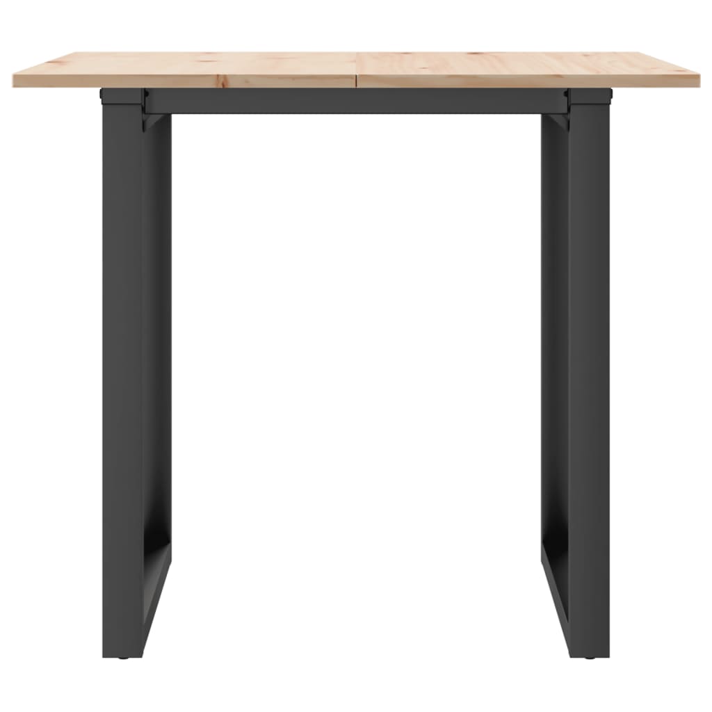 Dining table, 80x80x75cm, pine and steel, O-shaped frame