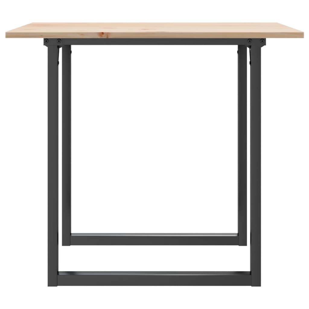 Dining table, 80x80x75cm, pine and steel, O-shaped frame