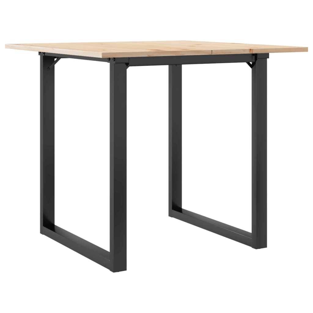 Dining table, 80x80x75cm, pine and steel, O-shaped frame
