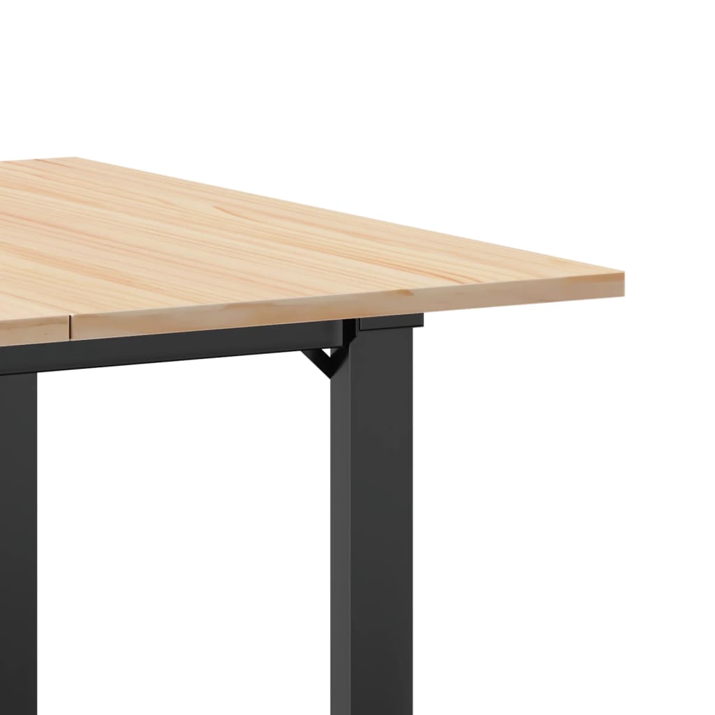 Dining table, 80x80x75cm, pine and steel, O-shaped frame