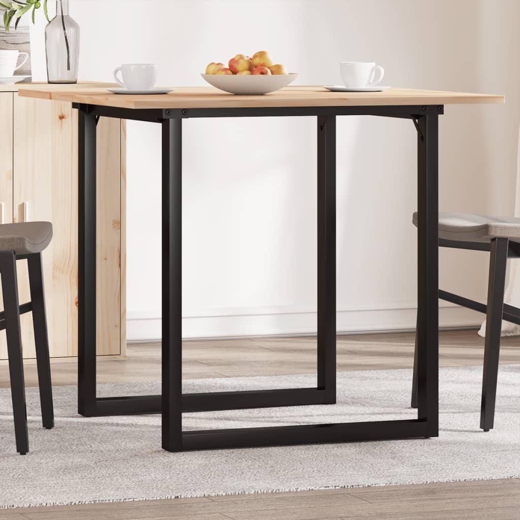 Dining table, 80x80x75cm, pine and steel, O-shaped frame