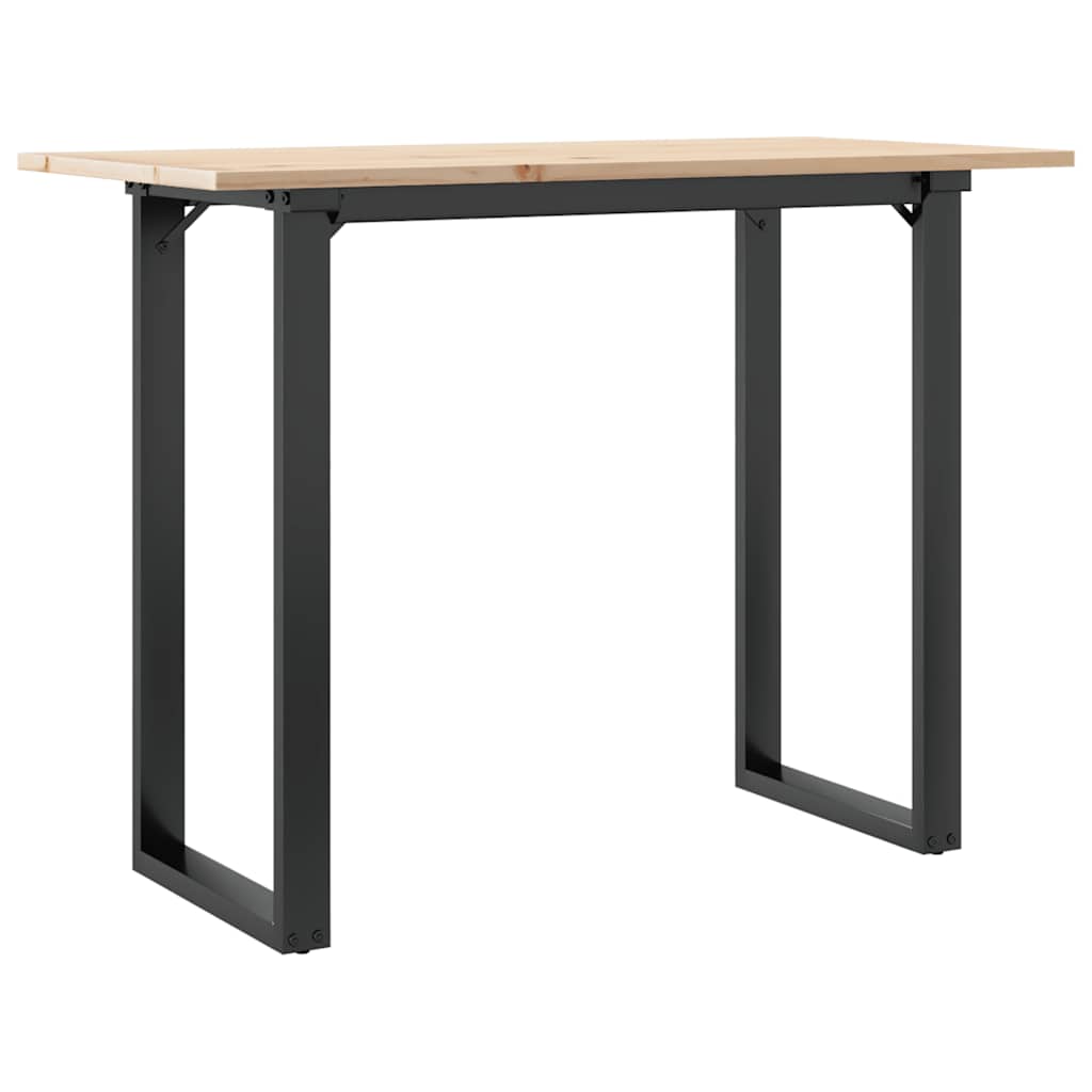 Valgomojo stalas, 100x50x75cm, pušis ir plieninis, O formos rėmas