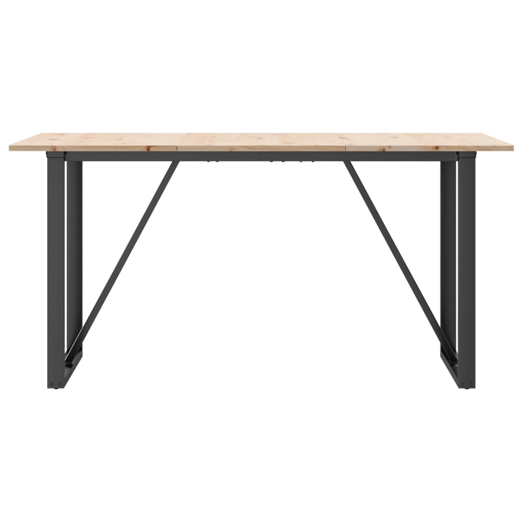 Valgomojo stalas, 160x80x75cm, pušis ir plieninis, O formos rėmas