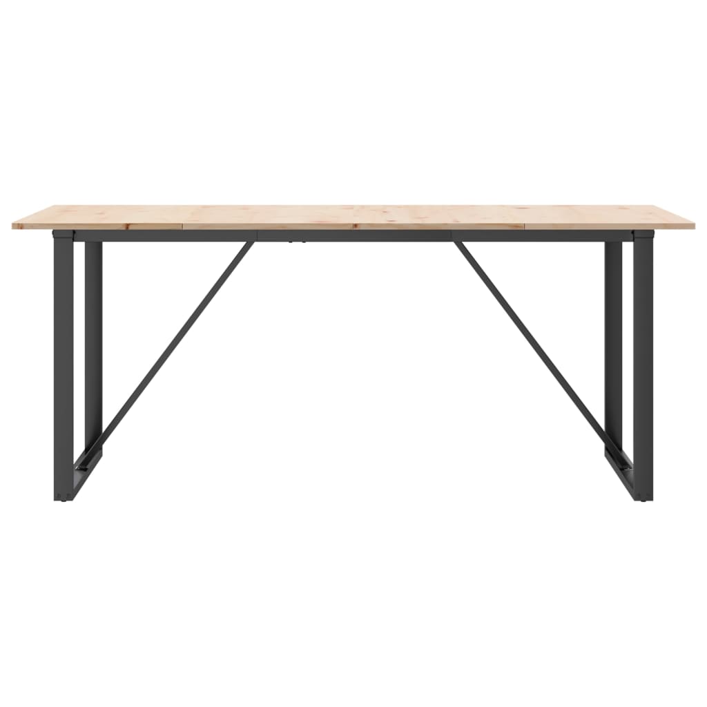 Valgomojo stalas, 180x90x75cm, pušis ir plieninis, O formos rėmas