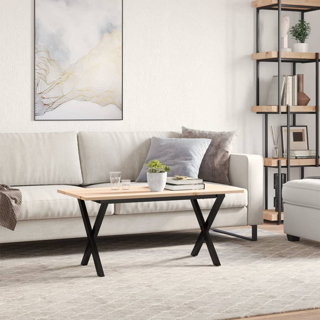 Kafijas galdiņš, 100x50x45cm, priede un tērauda, X veida rāmis