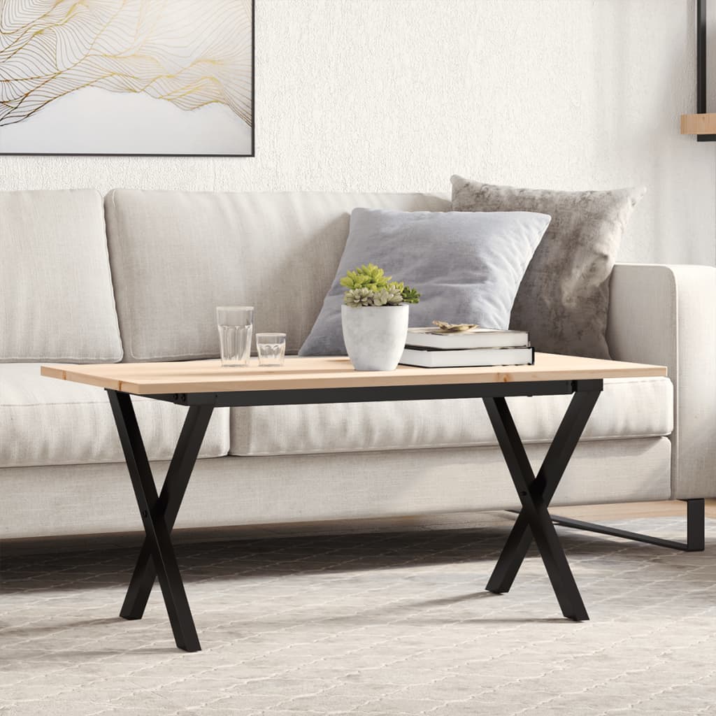 Kafijas galdiņš, 100x50x45cm, priede un tērauda, X veida rāmis
