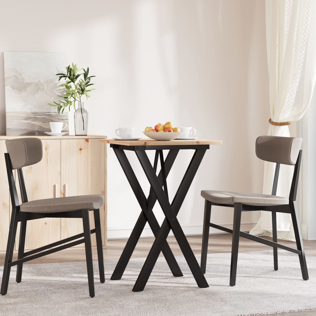 Dining table, 50x50x75cm, pine and steel, X-shaped frame