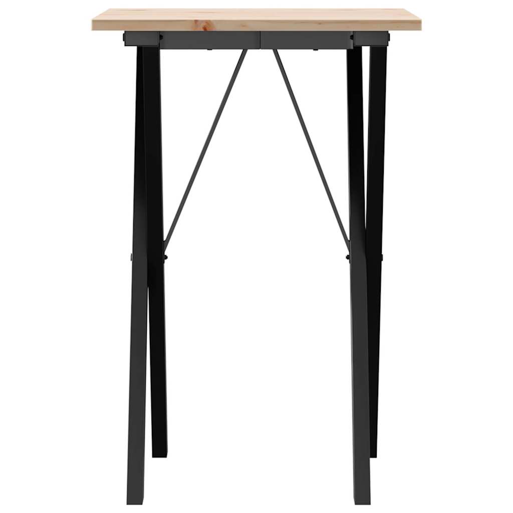 Dining table, 50x50x75cm, pine and steel, X-shaped frame