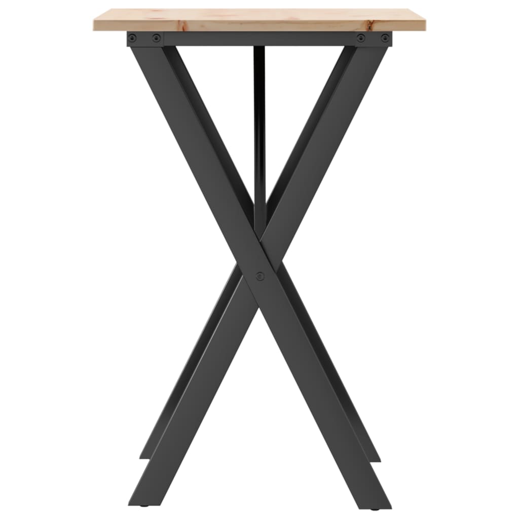 Dining table, 50x50x75cm, pine and steel, X-shaped frame