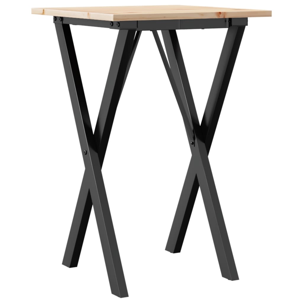 Dining table, 50x50x75cm, pine and steel, X-shaped frame