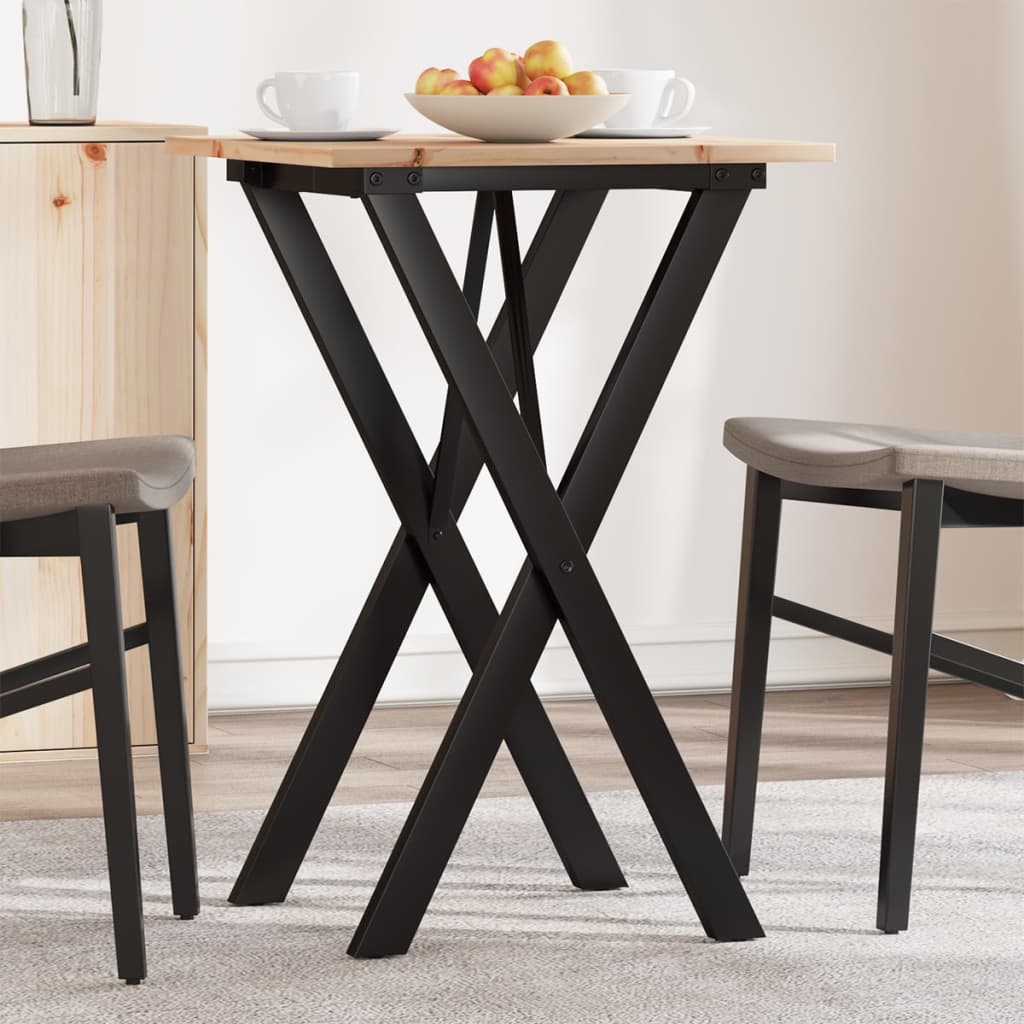 Dining table, 50x50x75cm, pine and steel, X-shaped frame