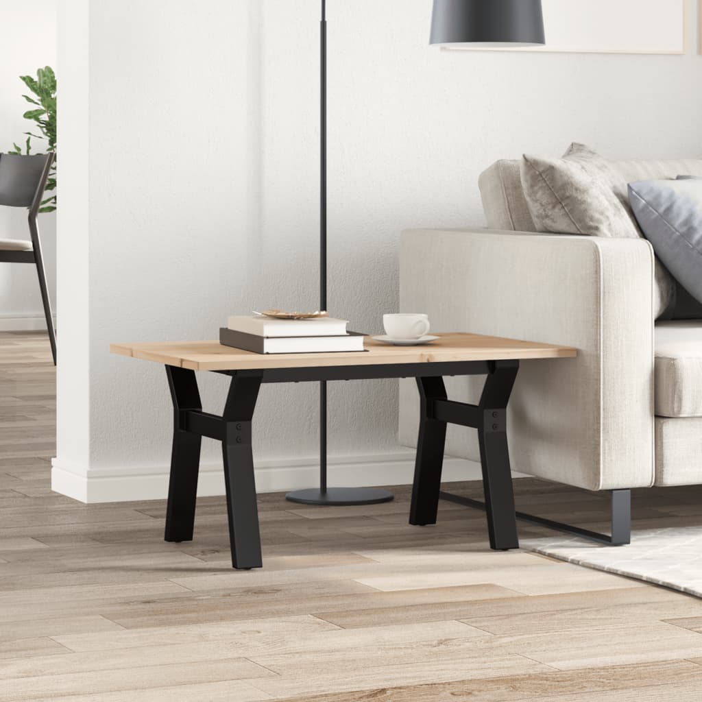 Coffee table, 80x50x40cm, pine and steel, Y-shaped frame