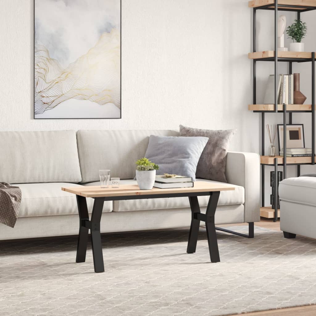 Coffee table, 100x50x45cm, pine and steel, Y-shaped frame