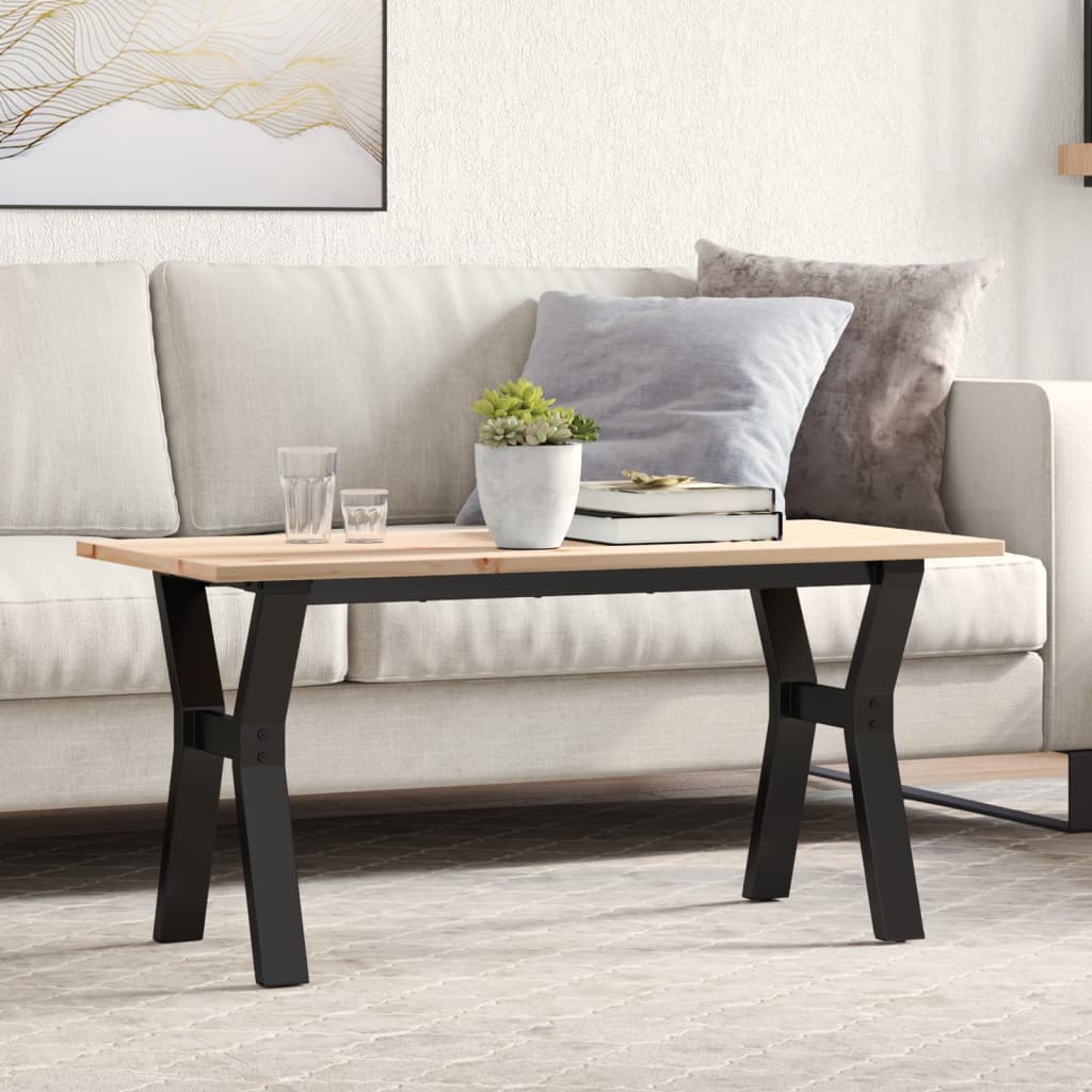 Coffee table, 100x50x45cm, pine and steel, Y-shaped frame