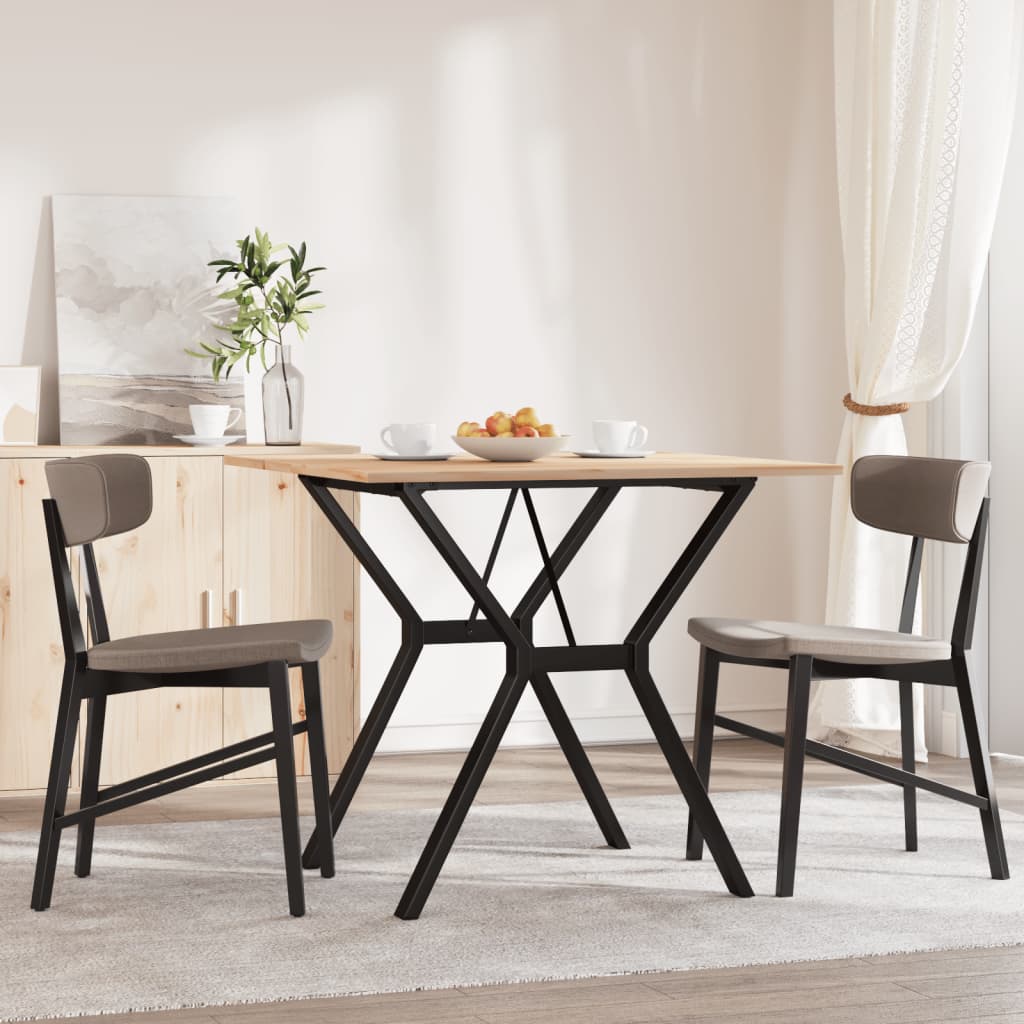 Dining table, 90x90x75cm, pine and steel, Y-shaped frame