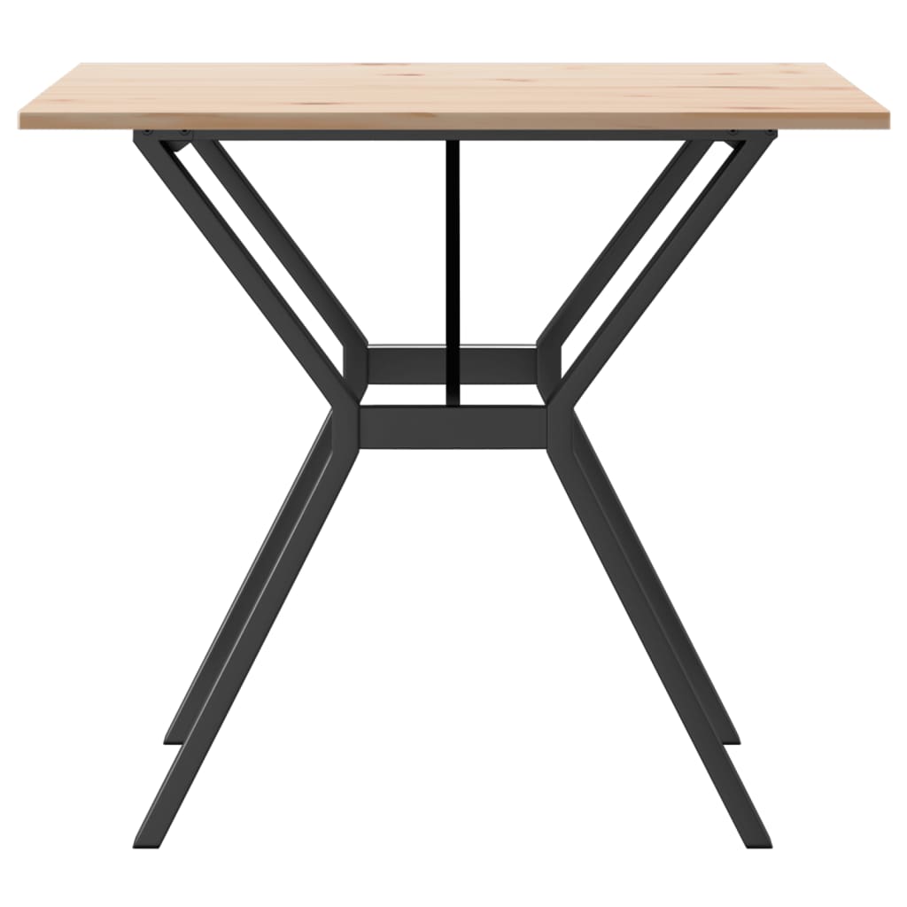 Dining table, 90x90x75cm, pine and steel, Y-shaped frame