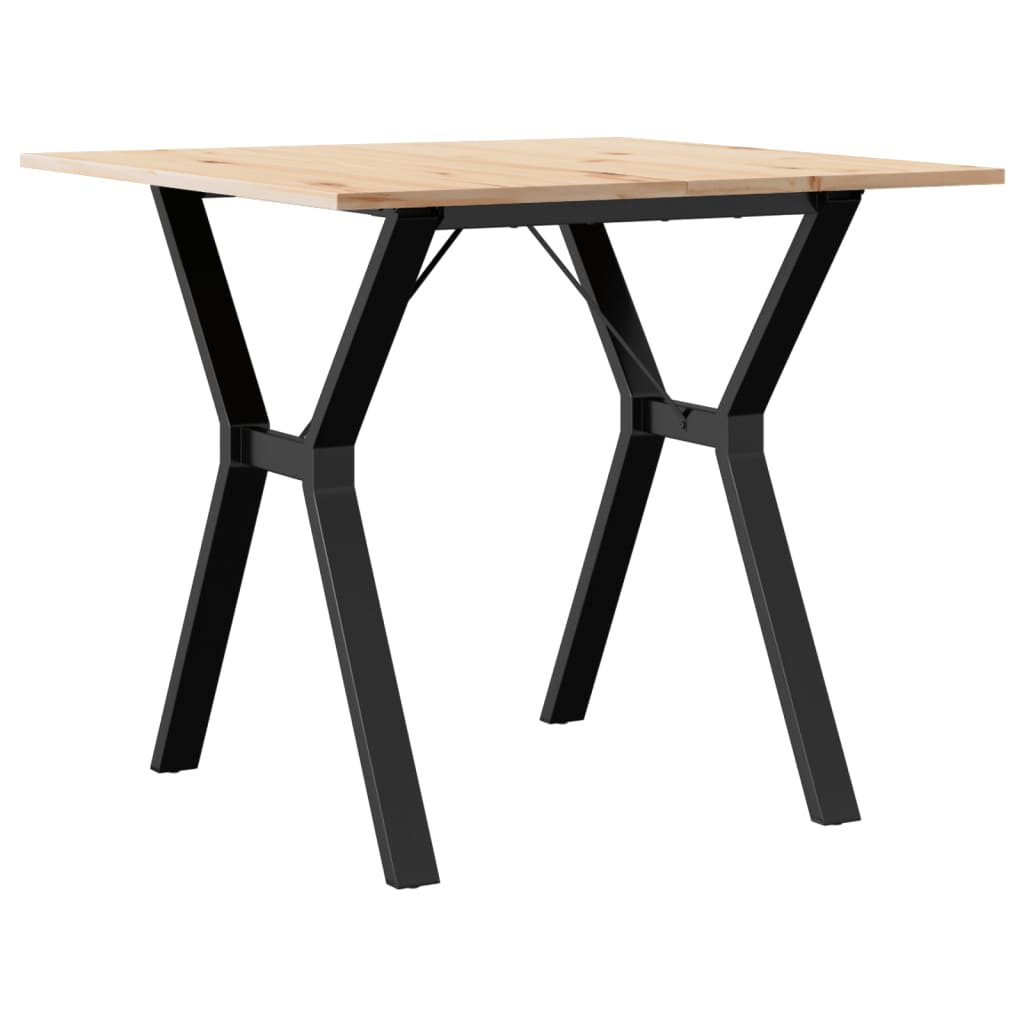Dining table, 90x90x75cm, pine and steel, Y-shaped frame