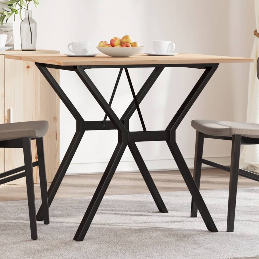 Dining table, 90x90x75cm, pine and steel, Y-shaped frame