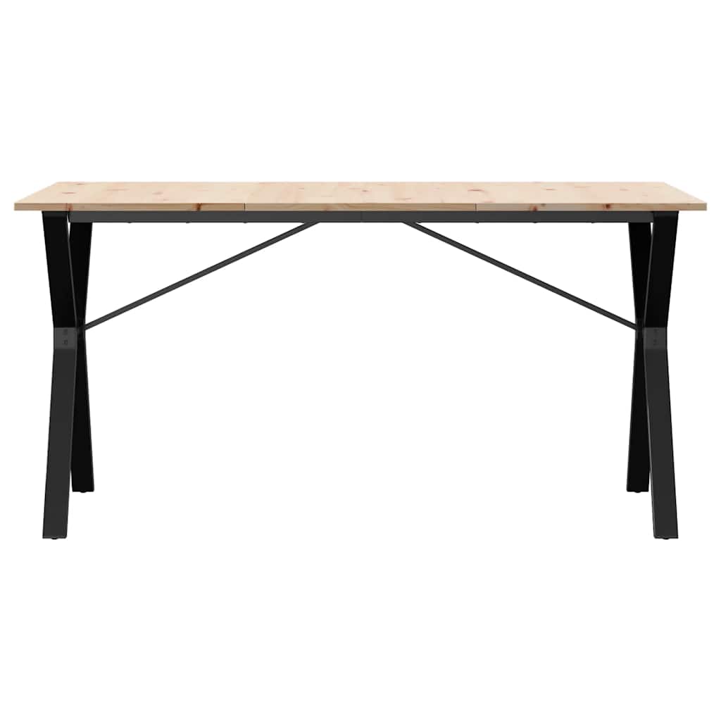 Valgomojo stalas, 140x80x75cm, pušis ir plieninis, Y formos rėmas