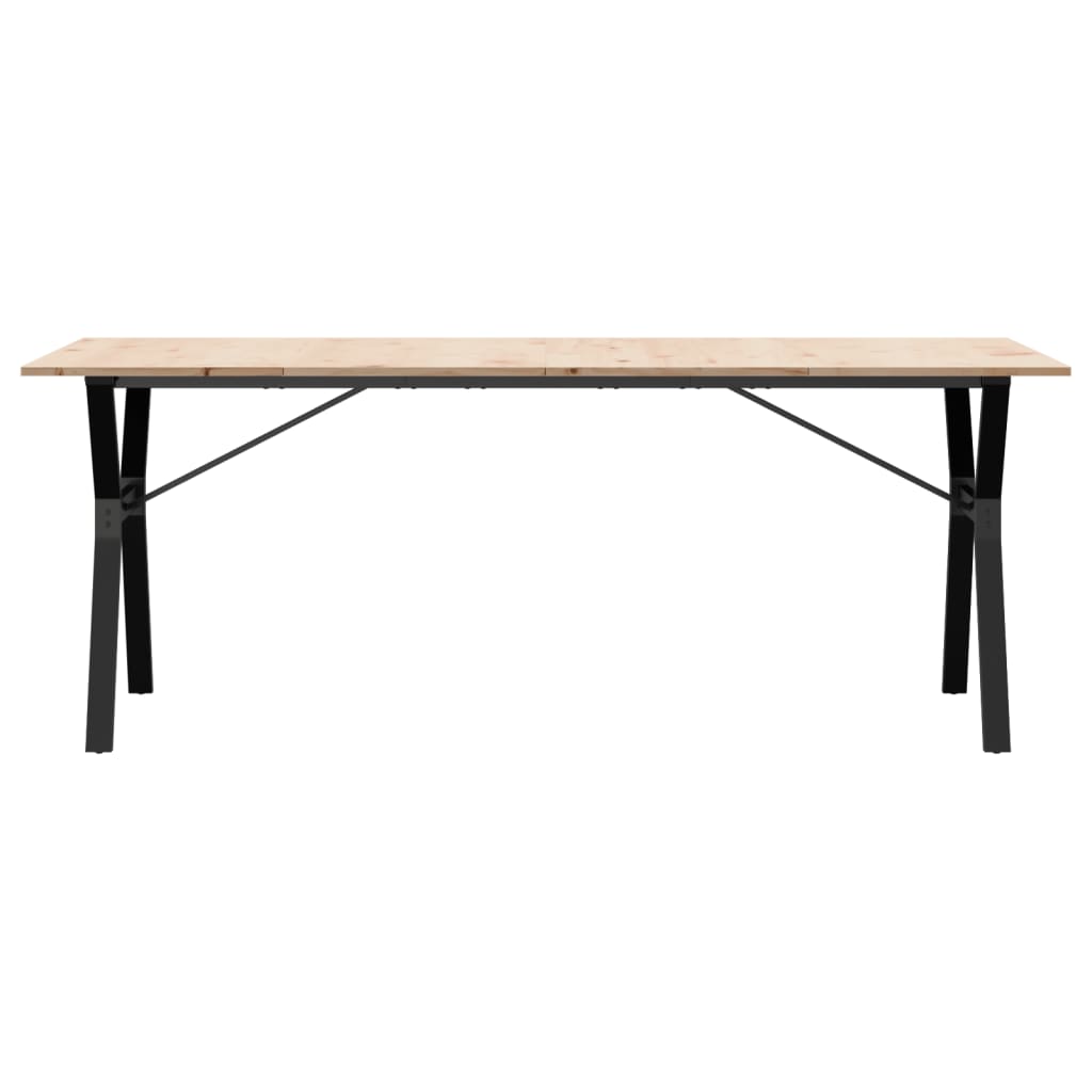 Valgomojo stalas, 200x100x75cm, pušis ir plieninis, Y formos rėmas